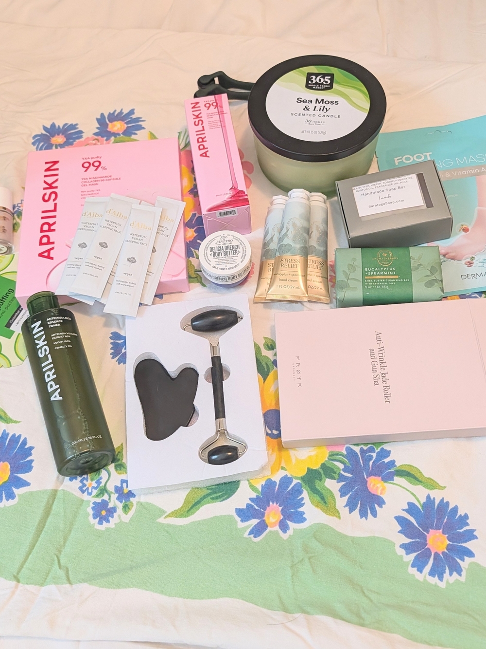Huge Bundle! APRILSKIN Skincare Set with Jade Roller and Gua Sha, Froya, d'Alba